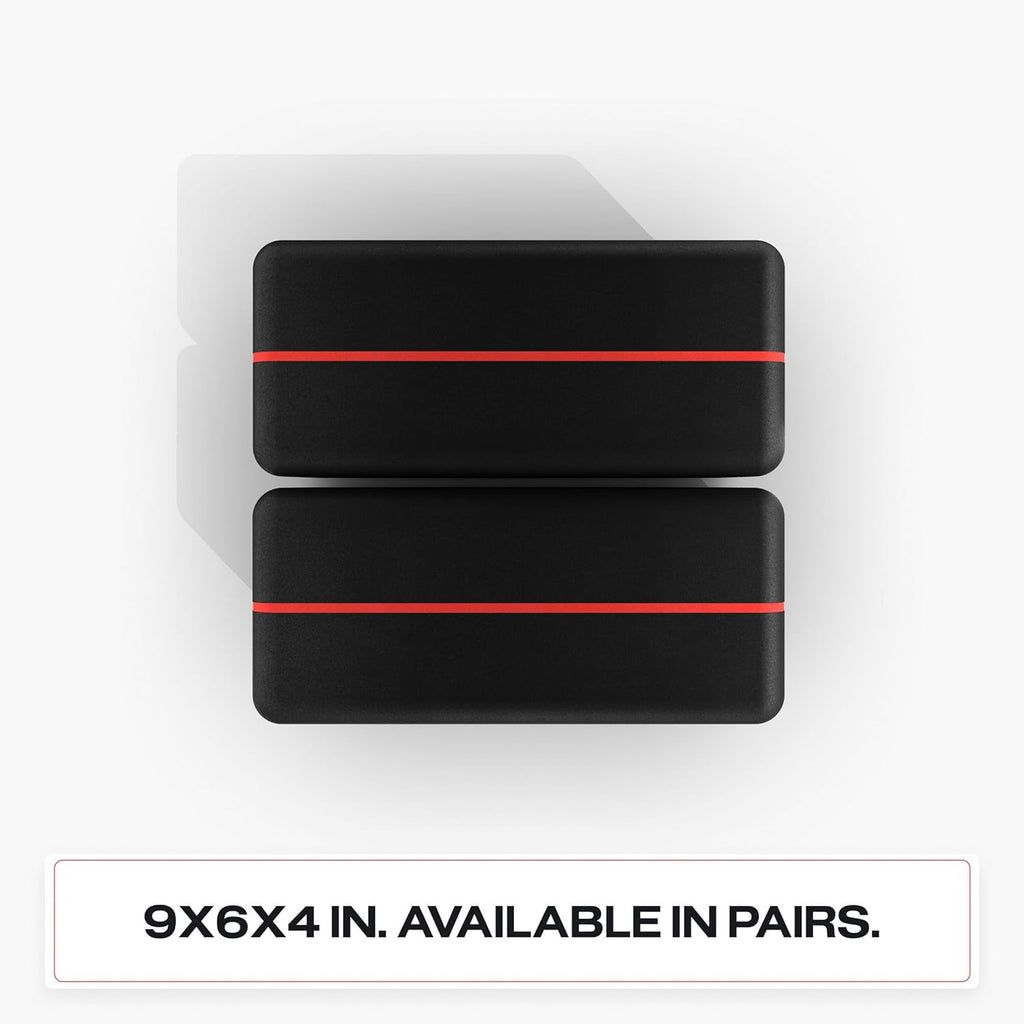 Peloton Yoga Block | Premium EVA Foam Yoga Blocks Available in Set of Two with Curved Edges and Corners, Accessories for Beginner and Advanced Yoga, 9 x 6 x 4 inches, Black/Red