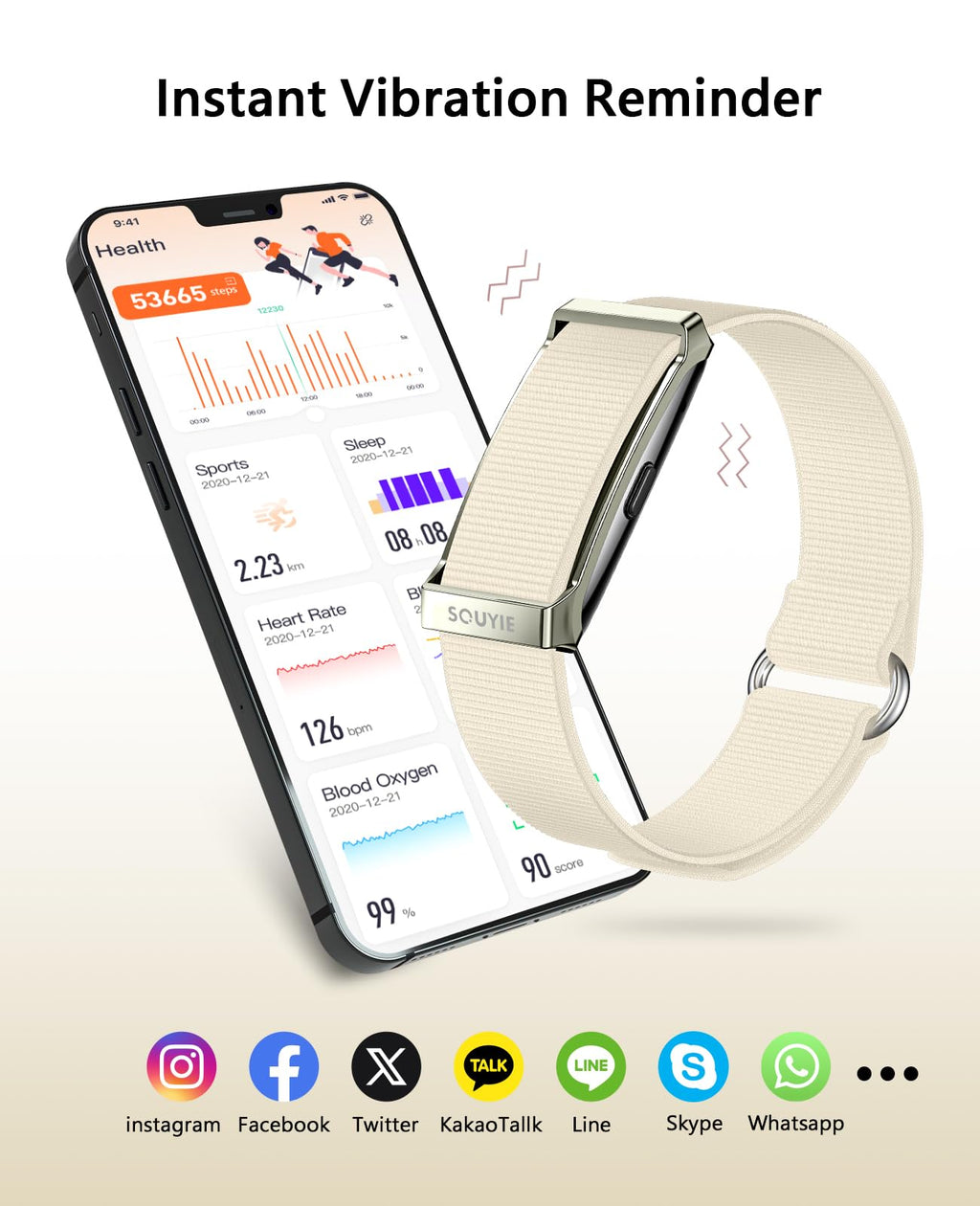 Smart Bracelet for Men Women, Health Activity Fitness Trackers, 24/7 Continuous Heart Rate/Blood Pressure/HRV/Stress Monitor, 24H Sleep Tracker, 170+ Sports Modes Smart Wristband with Free APP 2 Bands