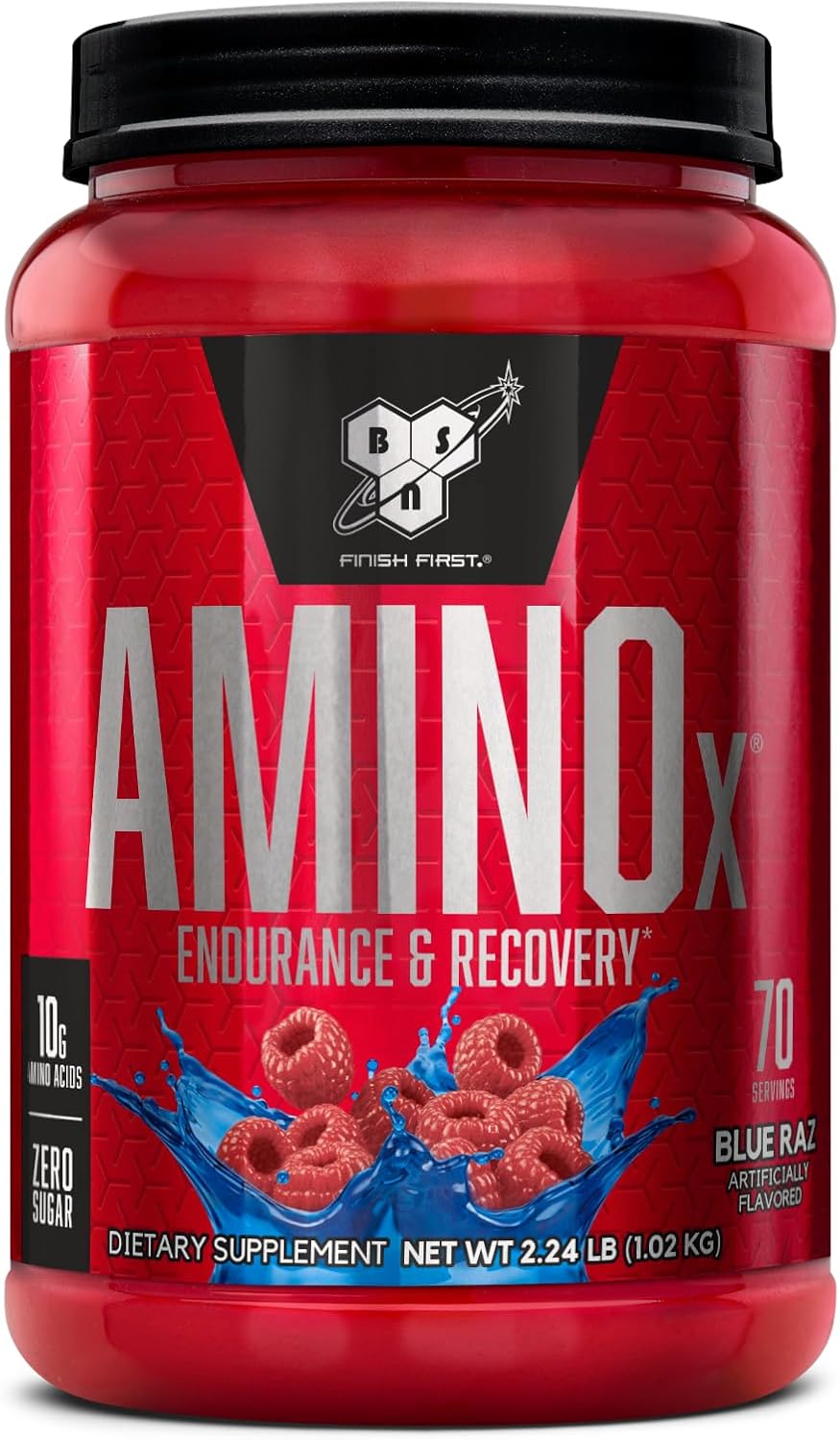 BSN Amino X Muscle Recovery & Endurance Powder with BCAAs, 10 Grams of Amino Acids, Keto Friendly, Caffeine-Free, Support Endurance, Zero Sugar, Grape, 30 servings, 15.34 Ounce (Packaging May Vary)