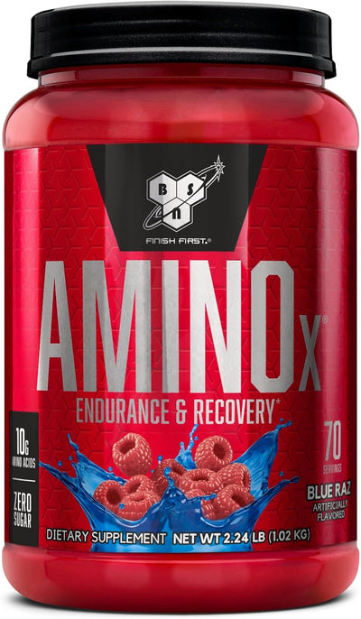 BSN Amino X Muscle Recovery & Endurance Powder with BCAAs, 10 Grams of Amino Acids, Keto Friendly, Caffeine-Free, Support Endurance, Zero Sugar, Grape, 30 servings, 15.34 Ounce (Packaging May Vary)