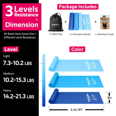 WALITO Resistance Bands for Working Out, Exercise Bands for Women and Men, Workout Bands for Physical Therapy, Stretch, Recovery, Pilates, Rehab, Strength Training and Home Gym