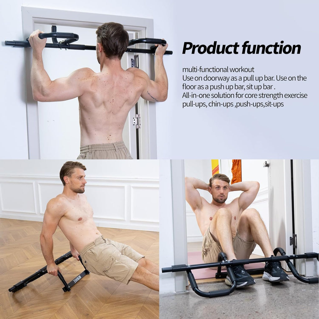 NOWAKE Pull up bar For Doorway,300lbs Heavy Duty Adjustable Width Portable Functional Ergonomic Design Door Frame Chin Up Bar With USA Patent For Home Fitness Workouts