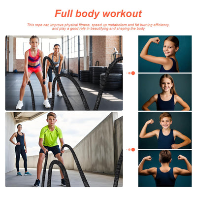 Battle Ropes for Home Gym Exercise: 1 Inch Diameter 9.2 FT Length Workout Rope Exercise Rope Training Ropes with Protective Sleeve for Kids Men Women Exercise Fitness & Strength Training