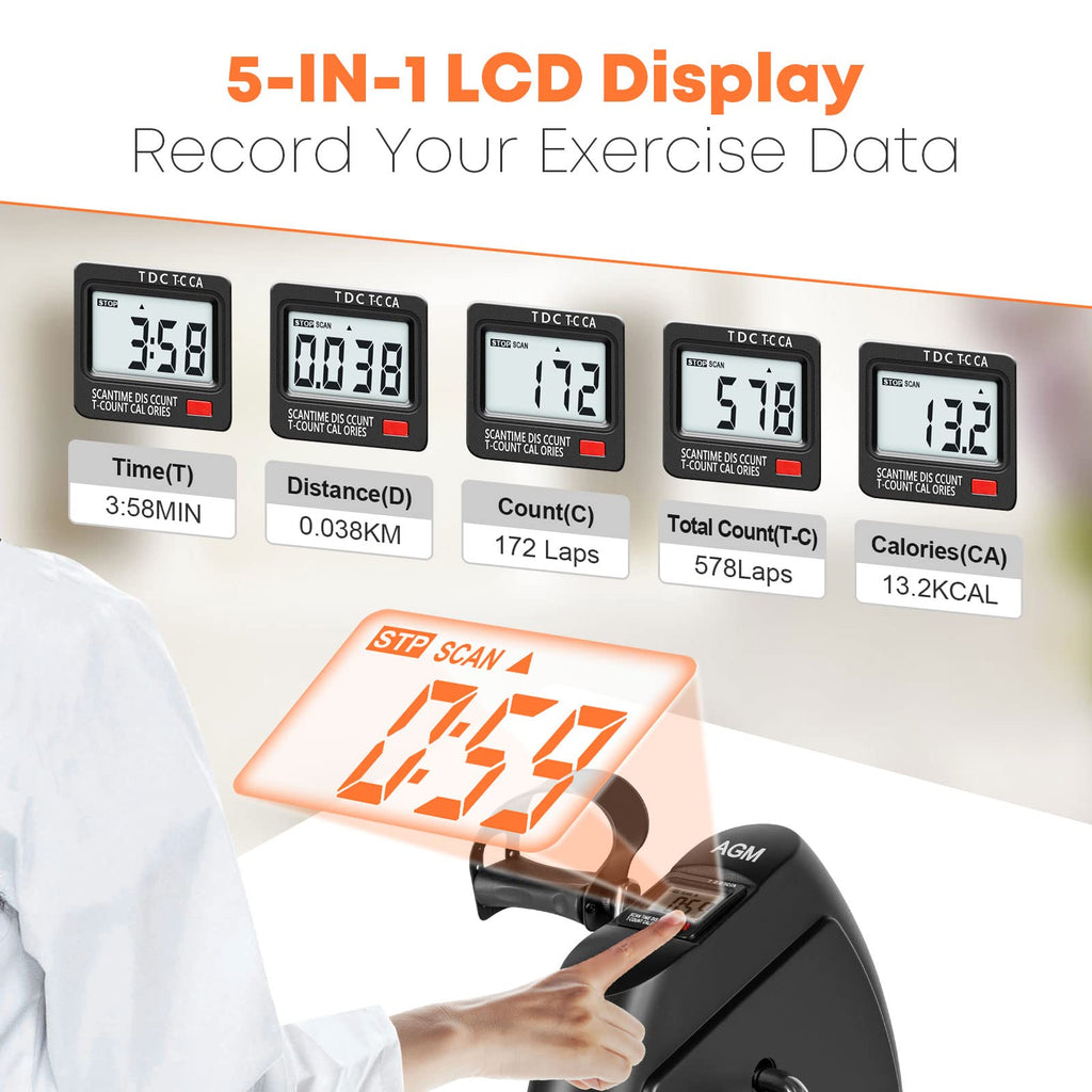 Mini Exercise Bike, AGM Under Desk Bike Pedal Exerciser Foot Cycle Arm & Leg Pedal Exerciser with LCD Screen Displays