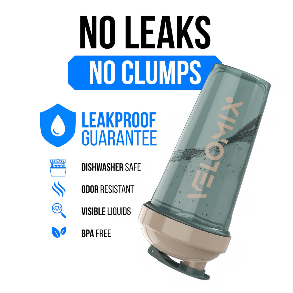 VELOMIX -2 Pack- 28 oz Protein Shaker Bottles for Protein Mixes - 2x Wire Whisk | Leak Proof Shaker Cups for Protein Shakes | Protein Shaker Bottle Pack (Black/Transparent)