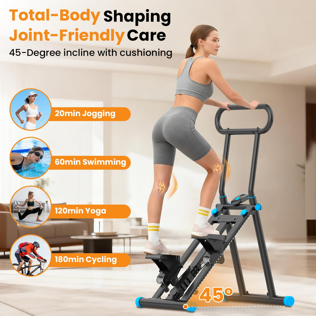 HXD-ERGO Stair Stepper, Upgrade 6-Level Resistance Stair Master with Adjustable Handlebar, Folding Stair Climber Workout Machine