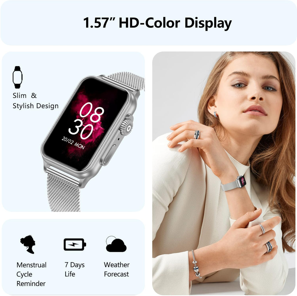 FITVII Nexa Fitness Tracker Answer/Make Calls, Smart Watch with Blood Pressure, Blood Oxygen, 24/7 Heart Rate Monitor, 120+ Sport Mode Activity Tracker with Step Counter, Sleep Tracker for Women Men