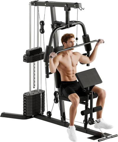 Soozier Home Gym System, Multifunction Workout Station with 100Lbs Weight Stack, 100Lbs Resistance for Full Body Workout Machine