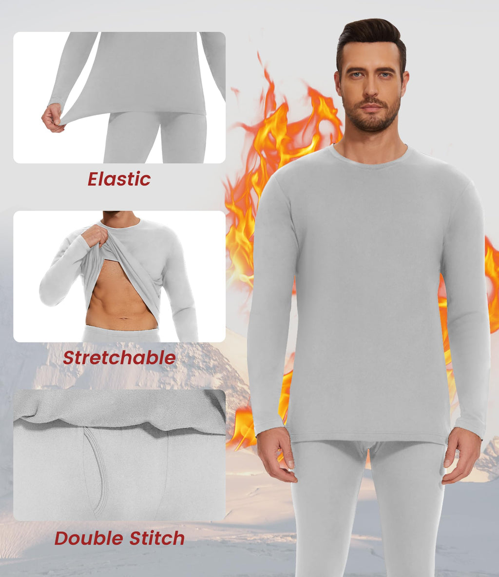 Thermal Underwear for Men Long Johns Set - Fleece Lined Base Layer for Cold Weather Winter Clothes