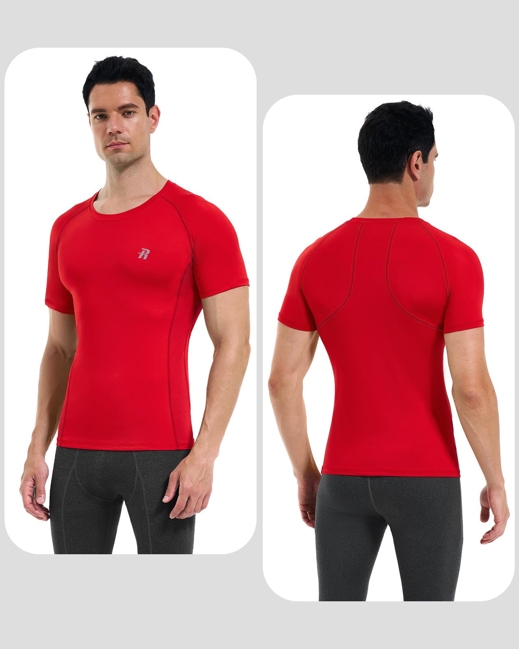 Runhit 3 Pack Men's Compression Shirts Short Sleeve Athletic T Shirt Cool Dry Workout Tops Sports Base Layer Undershirt