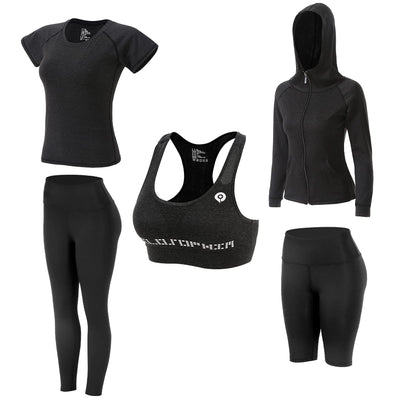 Women Workout Clothes Set 5 PCS Exercise Athletic Outfits Set