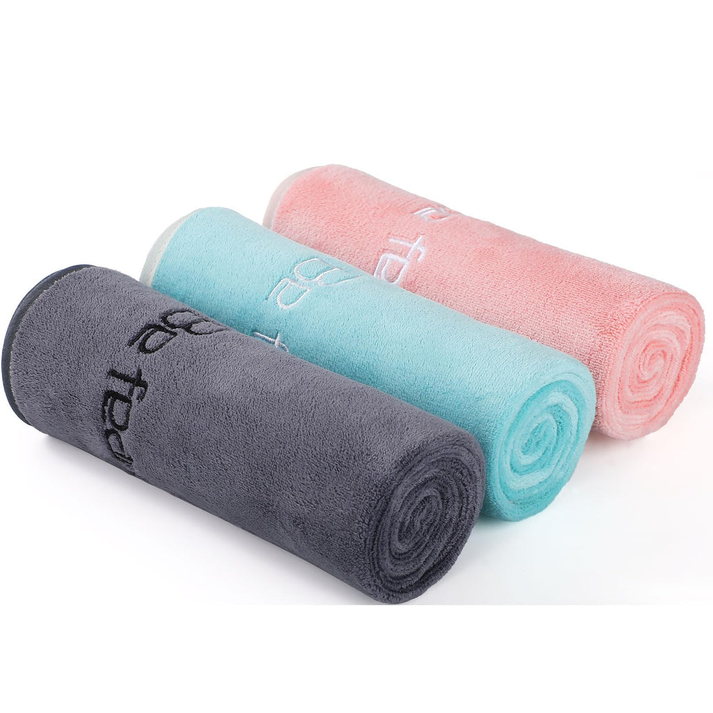 Microfiber Gym Towels Bigger Size Super Soft for Exercise Fitness, Sports, Workout, 380-GSM 15-Inch x 31-Inch Quick-Drying Towels (3 Pack, Grey+Blue+Purple)