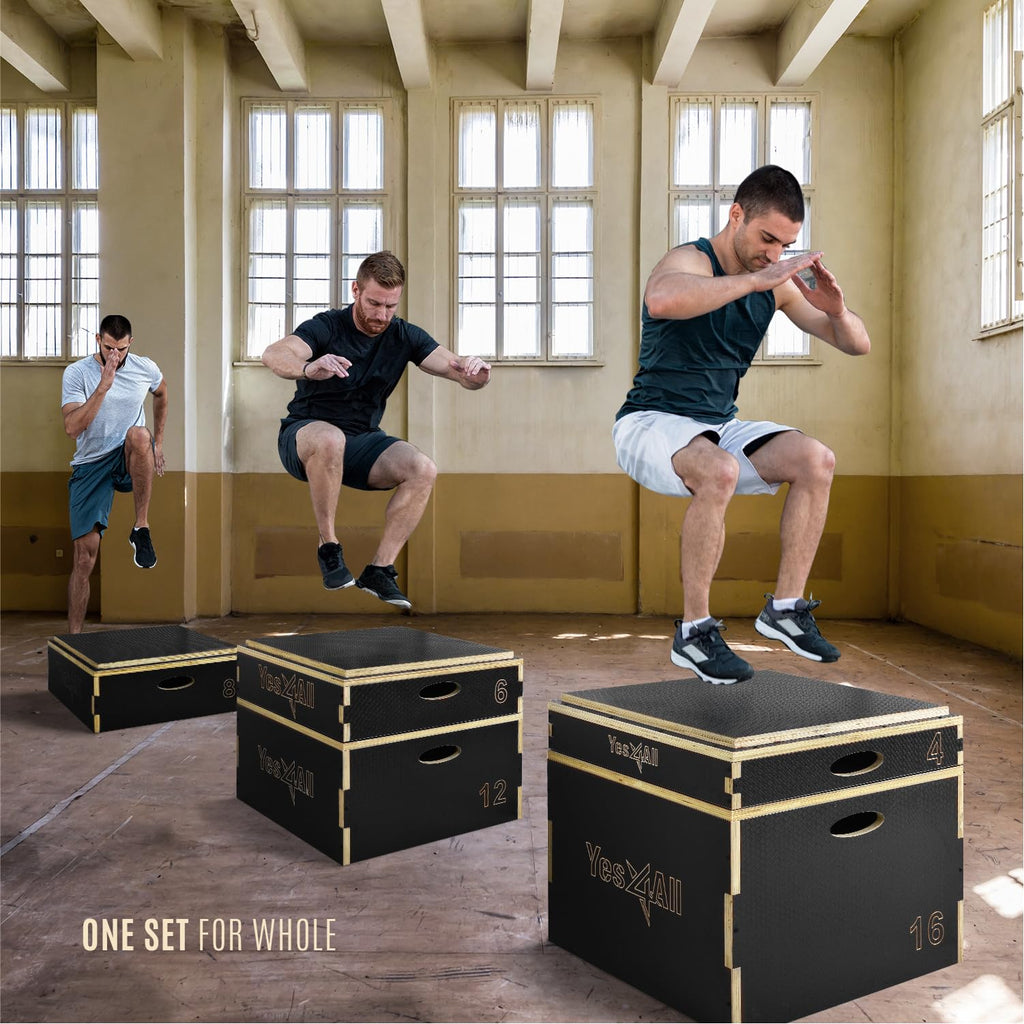 Yes4All 3 In 1 Wooden Plyo Box, Plyometric Box Platform For Jump Training, Jump Boxes For Home Gym Exercise And Outdoor Workout
