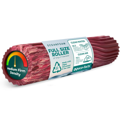 Oceanfoam Tidal Roller - Natural - Muscle Massage Foam Roller for Back Pain & Stretching - Firm and Ergonomic Wide Wave Textured - Yoga, Athletics, & Wellness - Full Size, 20" x 5"