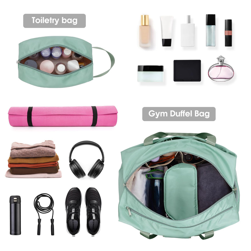 Ceneda 20" Gym Bag for Women with Wet Pocket & Shoe Compartment, Lightweight Duffel Waterproof Carry On Duffle for Travel, Yoga, Overnight (Green)