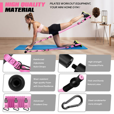 Pilates Bar Kit with Resistance Bands, Heavy Duty Pilates Equipment for Men, Strength Training Bar for Legs, Hip, Back, Arm, Abs, Chest, Shoulders, Portable Home Gym Full Body Workout Equipment