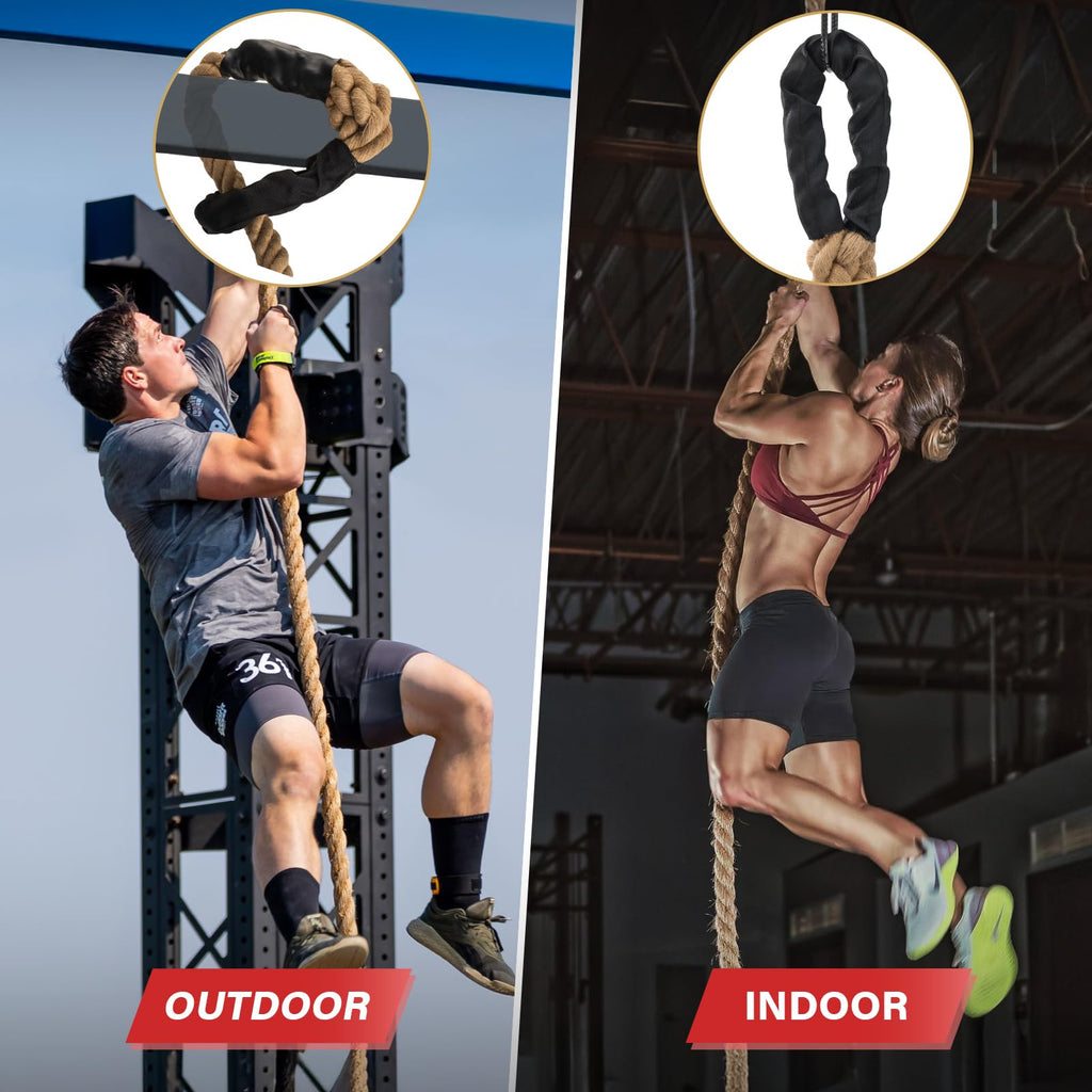 Climbing Rope Gym Workout - 1.5 Inch Diameter 10FT 15FT 20FT 25FT 30FT 35FT Heavy Duty Jute Thick Ropes for Adults Strength Training Outdoor Tree Swing Indoor Home Fitness Exercise