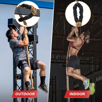 Climbing Rope Gym Workout - 1.5 Inch Diameter 10FT 15FT 20FT 25FT 30FT 35FT Heavy Duty Jute Thick Ropes for Adults Strength Training Outdoor Tree Swing Indoor Home Fitness Exercise