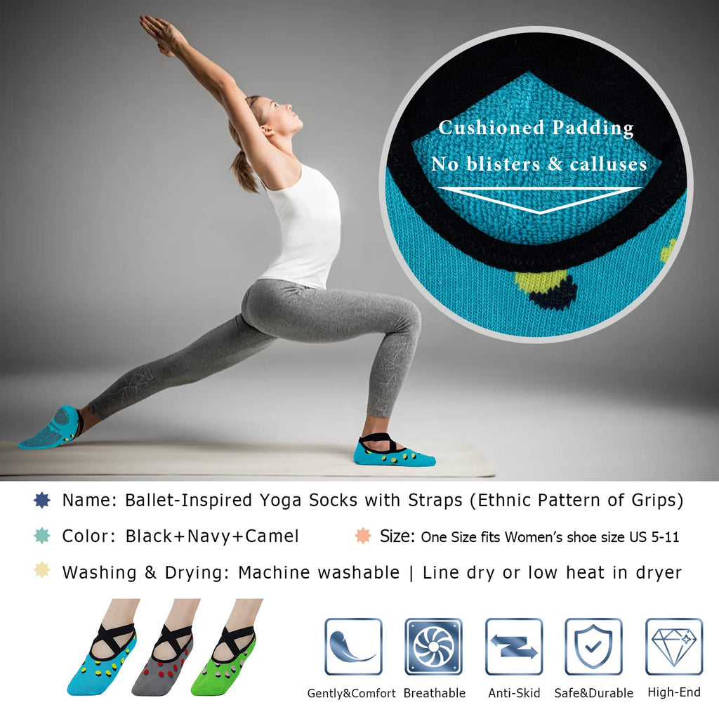 Ozaiic Pilates Socks for Women Non Slip Grip, Yoga Socks with Grippers for Barre, Hospital, Ballet, Dance, Barefoot Workout