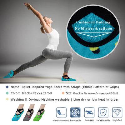Ozaiic Pilates Socks for Women Non Slip Grip, Yoga Socks with Grippers for Barre, Hospital, Ballet, Dance, Barefoot Workout
