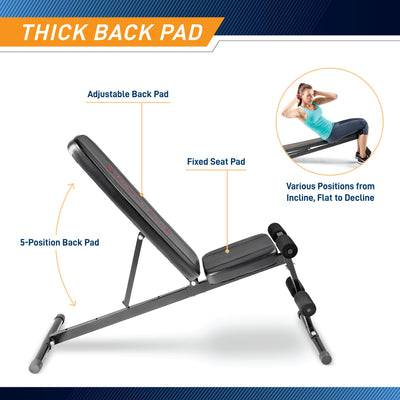 Marcy Multi-Position Adjustable Utility Bench for Home Gym Weightlifting and Strength Training