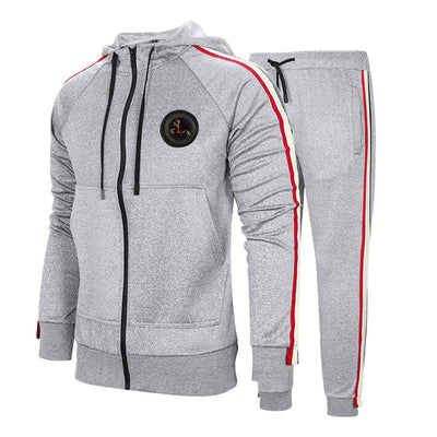 DUOFIER Men's Hooded Athletic Tracksuit Casual Full Zip Jogging Sweatsuits