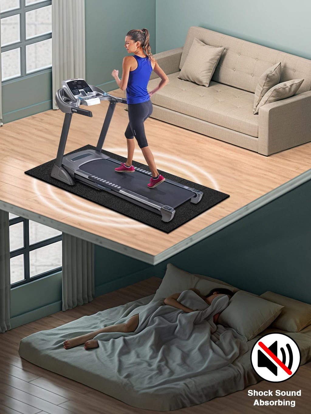 Treadmill Mat 96"x36", WERCHO Walking Pad Mat for Carpet Hardwood Floors 6mm Heavy-Duty Exercise Equipment Mat for Rowing Machine, Treadmil Pad, Spin Bike, Elliptical Trainer, Home, Gym