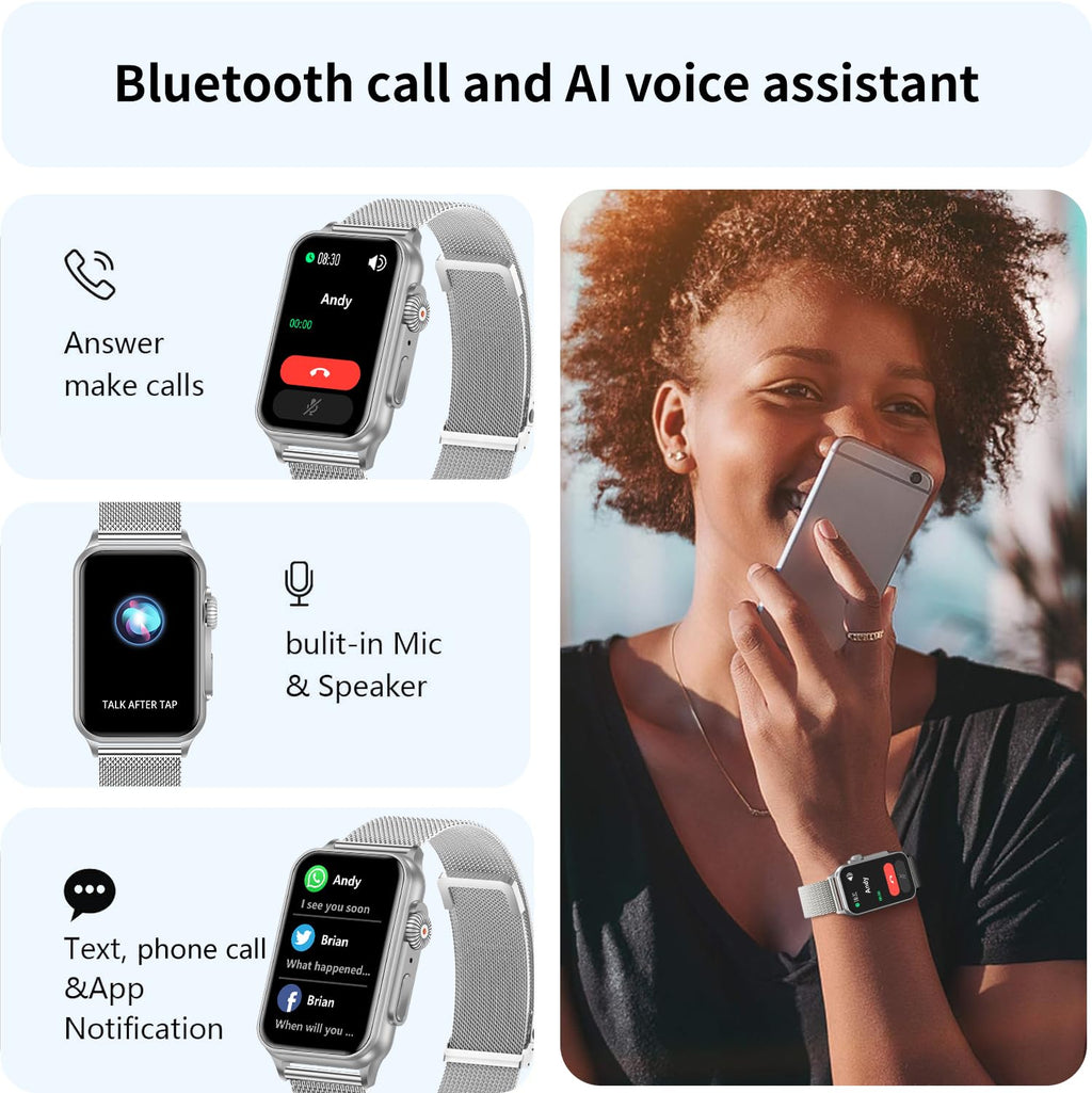 FITVII Nexa Fitness Tracker Answer/Make Calls, Smart Watch with Blood Pressure, Blood Oxygen, 24/7 Heart Rate Monitor, 120+ Sport Mode Activity Tracker with Step Counter, Sleep Tracker for Women Men