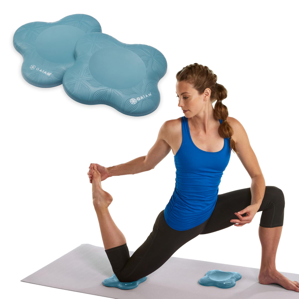 Gaiam Yoga Knee Pads (Set of 2) - Yoga Props and Accessories for Women/Men Cushions Knees and Elbows for Fitness, Travel, Meditation, Kneeling, Balance, Floor, Pilates