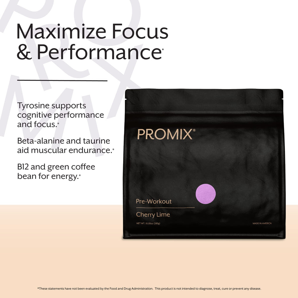 Promix Pre-Workout Powder, Strawberry Lemon – Boosts Focus, Energy & Endurance – With Caffeine, B12, Beta-Alanine & L-Tyrosine – Gluten & Dairy-Free, 10.05 oz