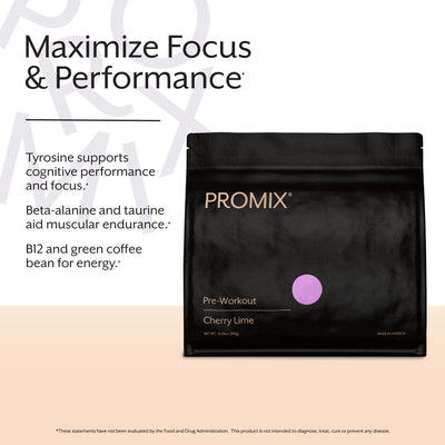 Promix Pre-Workout Powder, Strawberry Lemon – Boosts Focus, Energy & Endurance – With Caffeine, B12, Beta-Alanine & L-Tyrosine – Gluten & Dairy-Free, 10.05 oz