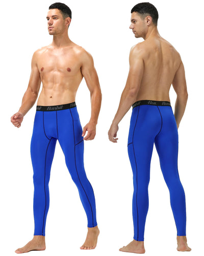Runhit Mens Compression Pants Running Tights Pockets Sports Leggings Spandex Workout Cycling Athletic Thermal