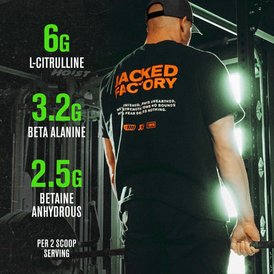 Jacked Factory NITROSURGE Pre Workout Supplement - Endless Energy, Instant Strength Gains, Clear Focus, Intense Pumps - NO Booster & Preworkout Powder with Beta Alanine - 30 Servings, Cherry Limeade