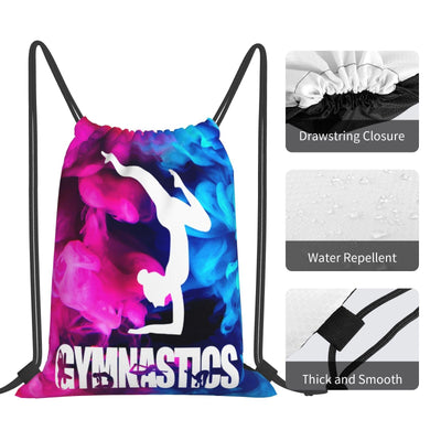 Gymnastics Drawstring Backpack Light Gym String Bag Pink Water Resistant Sackpack Sport Yoga Daypack For Womens Mens
