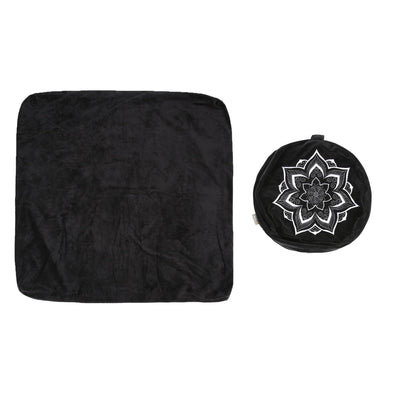 Meditation Zafu Cushion Set with Buckwheat Hulls & Memory Foam - Ergonomic Support for Yoga & Sitting - Removable Machine-Washable Luxury Velvet Cover - for Adults and Kids (Blue)