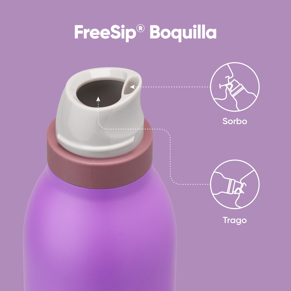 Owala FreeSip Twist Insulated Stainless Steel Water Bottle with Straw for Sports and Travel, BPA-Free, 24-oz, Purple/Purple (California Grapevine)