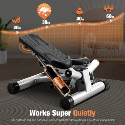 Sweetcrispy Mini Stair Steppers with Resistance Bands for Exercise at Home, Portable Exercise Twist Stepper Machine for Full Body Workout, 300LBS Capacity