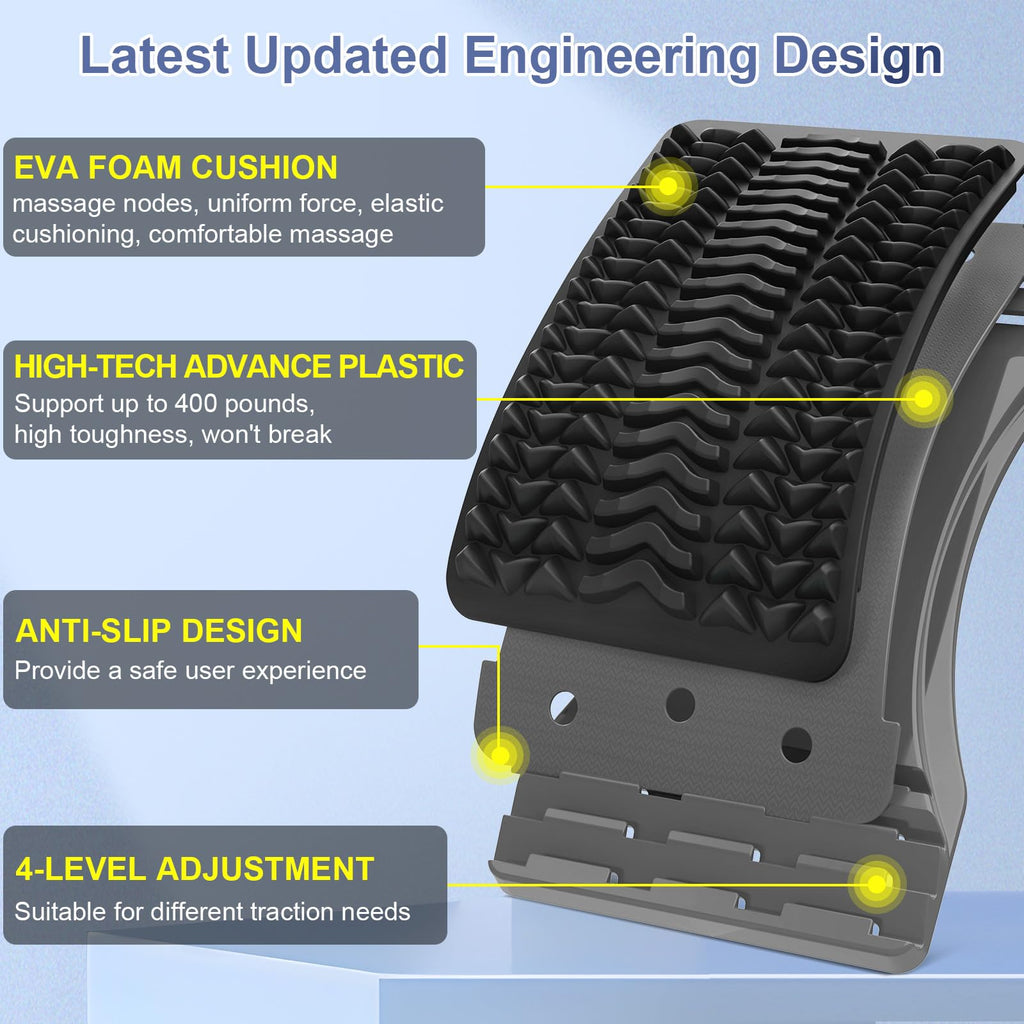 Back Stretcher for Lower Back Pain Relief, 3 Level Adjustable Lumbar Back Cracker Board, Back Cracking Device, Back Massager for Scoliosis, Spine Decompression