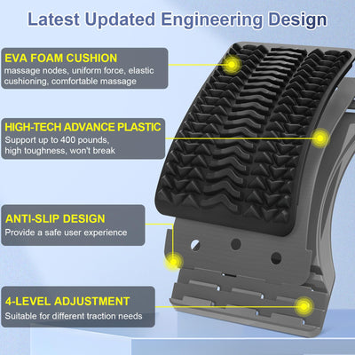 Back Stretcher for Lower Back Pain Relief, 3 Level Adjustable Lumbar Back Cracker Board, Back Cracking Device, Back Massager for Scoliosis, Spine Decompression