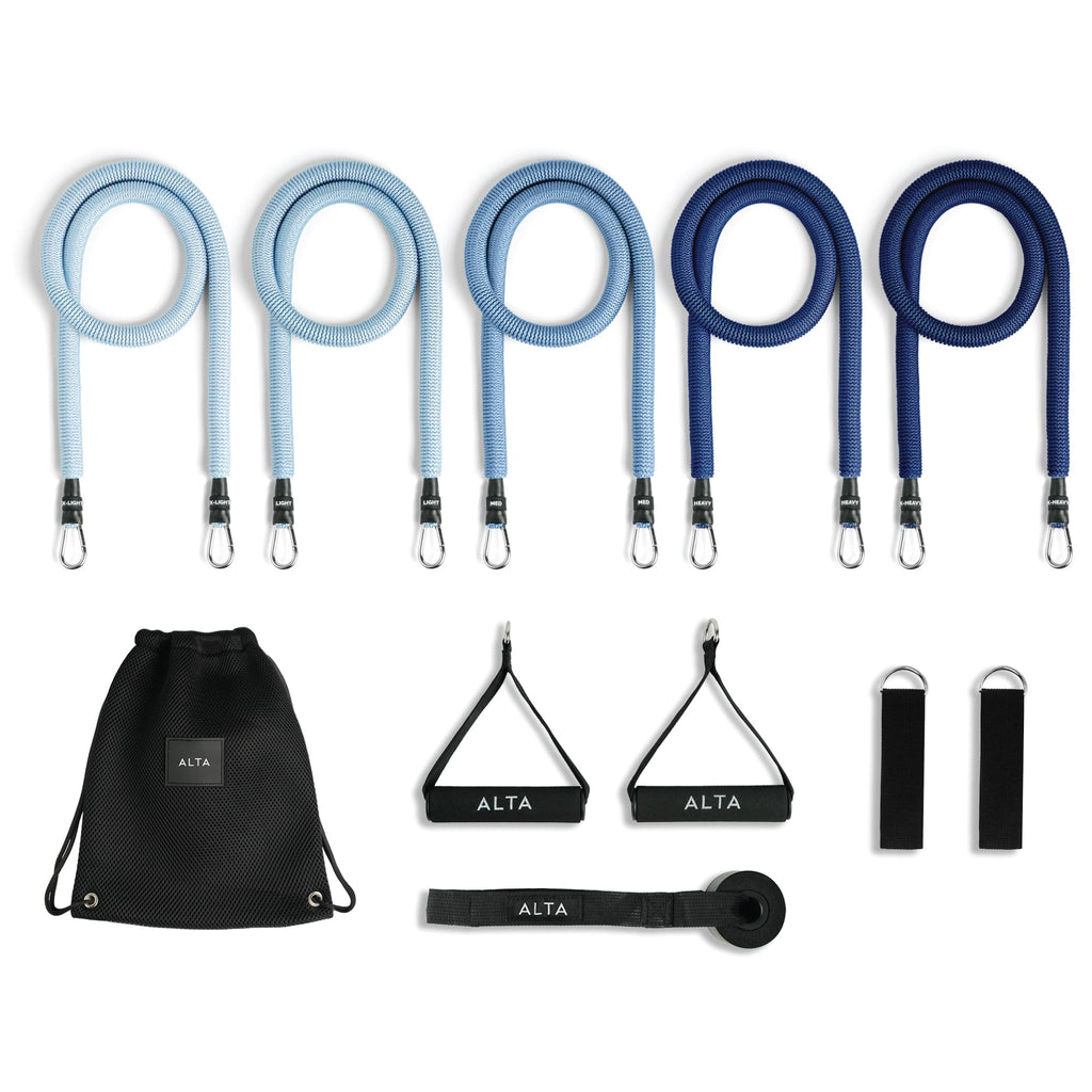 ALTA Resistance Tube Bands for Women - Full Kit Resistance Bands for Working Out with Handles, Ankle Straps, Door Anchor – Home Workout Bands for Physical Therapy, Pilates Long Exercise Bands Set