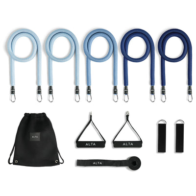 ALTA Resistance Tube Bands for Women - Full Kit Resistance Bands for Working Out with Handles, Ankle Straps, Door Anchor – Home Workout Bands for Physical Therapy, Pilates Long Exercise Bands Set