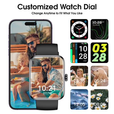 Smart Watch, Fitness Tracker with Heart Rate Monitor, Blood Oxygen, Sleep Tracker, 41mm Touchscreen Smartwatch for Android iOS Swimming Waterproof Pedometer Step Calories Tracker for Women Men