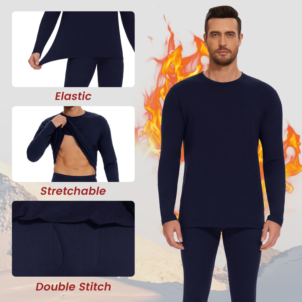 Thermal Underwear for Men Long Johns Set - Fleece Lined Base Layer for Cold Weather Winter Clothes