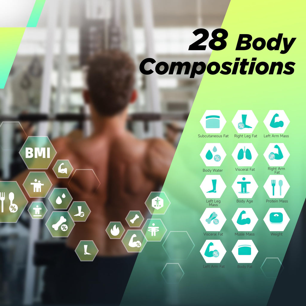 RunStar Digital Bathroom Scale for Body Weight, Body Fat, BMI 28 Measurements, Innovative 8-Electrode Smart Scales FSA&HSA Eligible with Voice Prompt Function High Accurate Bluetooth Weight Machine