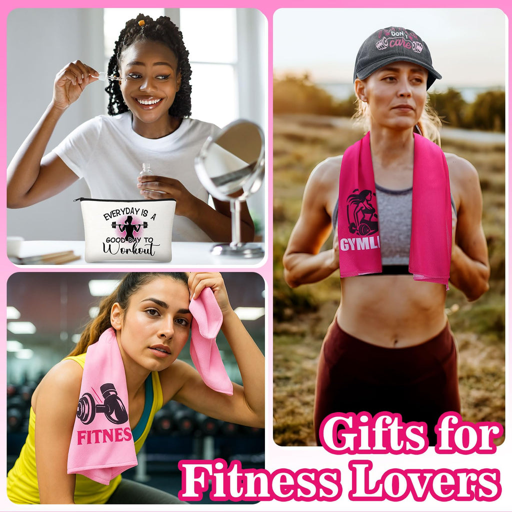 Coume 11 Sets Fitness Gifts for Women Cross Gifts Pink Workout Presents Country Christmas Gym Marathon Running Presents(Cute Style)