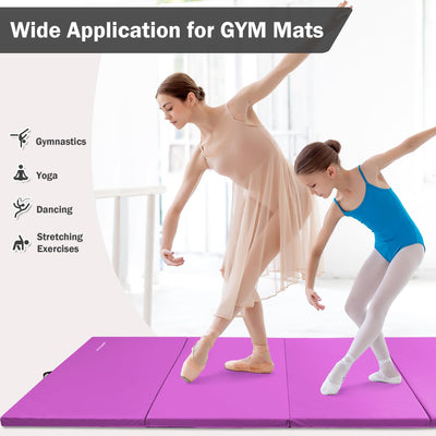 Fitvids Folding Exercise Gymnastics Mat, 4'x8'x2" Gym Workout Mat with Carrying Handles 4-Fold High-Density Anti-Tear Portable Fitness Aerobics Mat for Home Gym Yoga Pilates Tumbling MMA Core Training