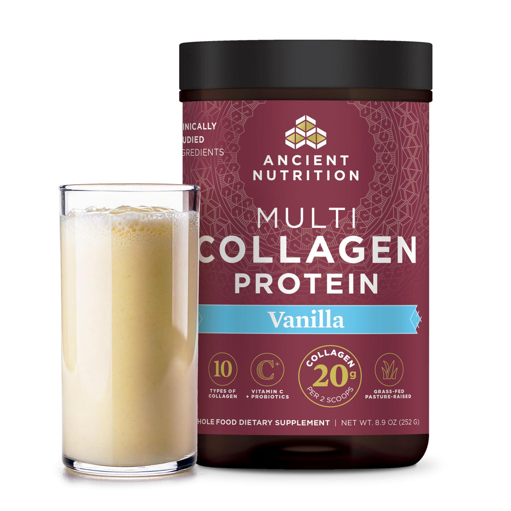 Ancient Nutrition Collagen Powder Protein with Probiotics, Unflavored Multi Collagen Protein with Vitamin C, 45 Servings, Hydrolyzed Collagen Peptides Supports Skin and Nails, Gut Health, 16oz
