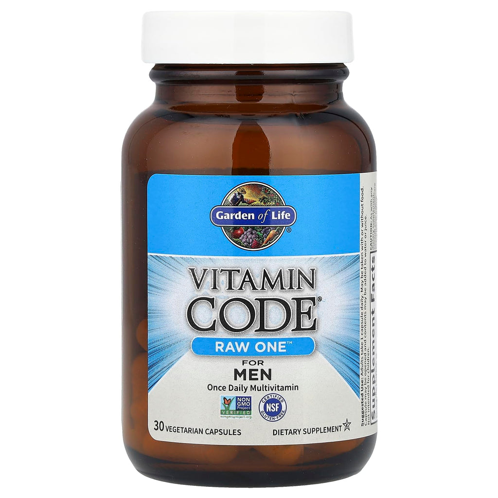 Garden of Life Vitamin Code Raw One for Men, Once Daily Multivitamin, 75 Capsules, One a Day Mens Vitamins Plus Fruit, Veggies & Probiotics for Mens Health, Vegetarian Multivitamins