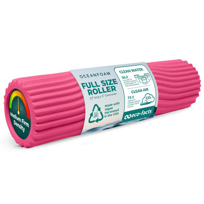 Oceanfoam Tidal Roller - Natural - Muscle Massage Foam Roller for Back Pain & Stretching - Firm and Ergonomic Wide Wave Textured - Yoga, Athletics, & Wellness - Full Size, 20" x 5"