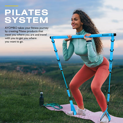 Pilates Bar Kit with Resistance Bands, Pilates Workout Equipment for Legs, Hip, Waist, Arm, Squats Exercise Equipment for Home Workouts, Adjustable 3-Section Pilates Bar Kit for Women & Men